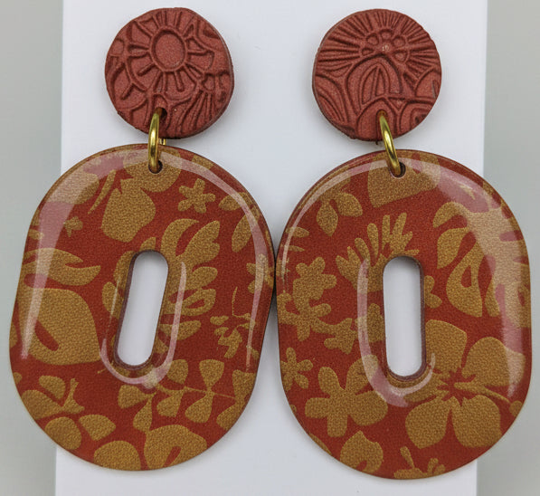 Oorbellen 'brons & bloemen'
