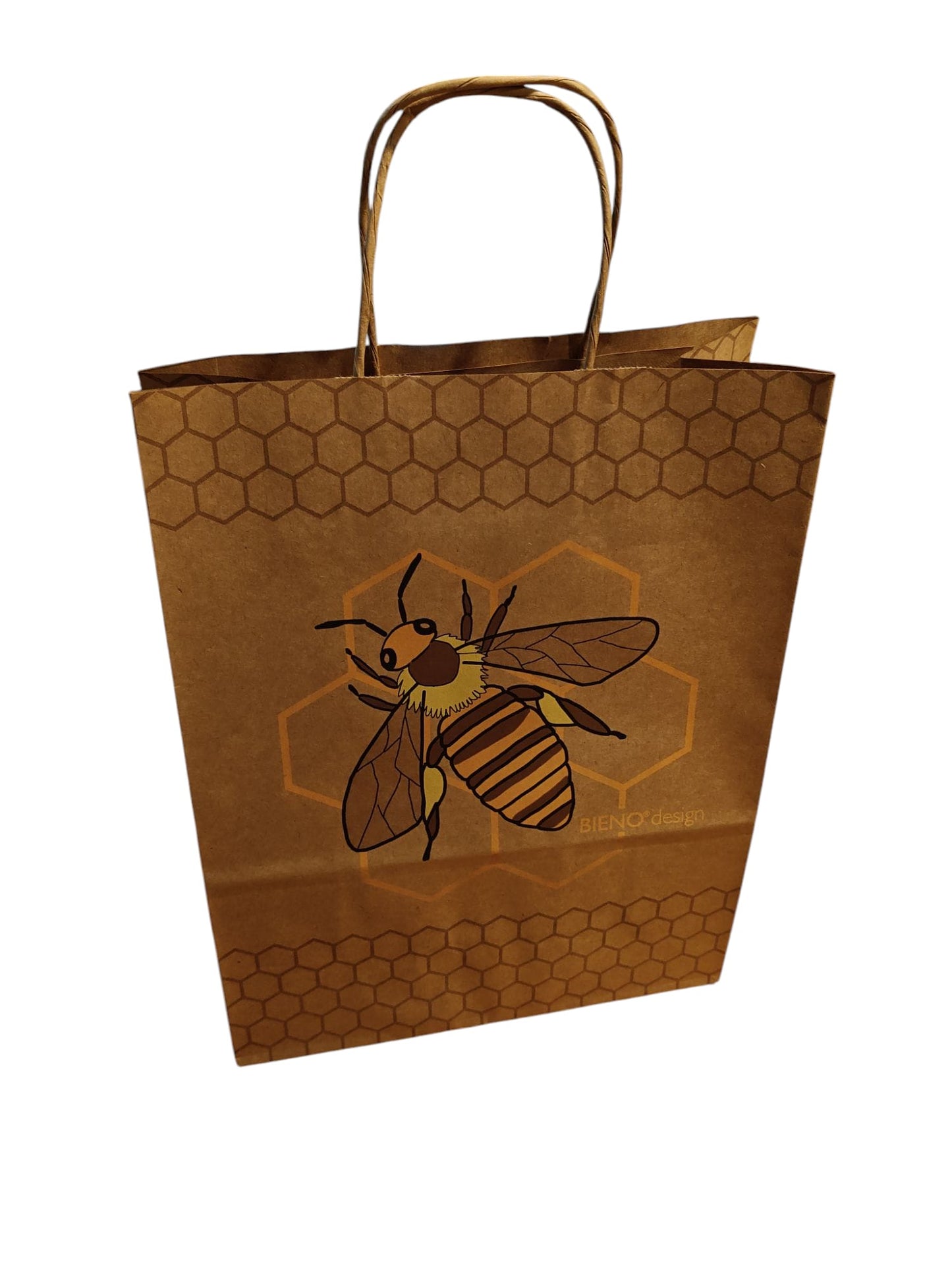 Bruine papieren cadeautas met getekende bij