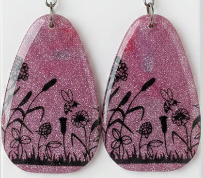 Oorbellen 'glittertuin'